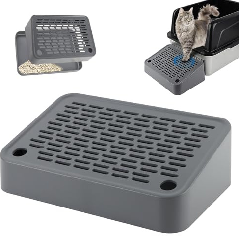 Rolcoassuns Rampe pour Bac à Litière, Marchepied pour Chat, Récupérateur de Litière avec Fonction de Filtre et Pieds en Caoutchouc Antidérapants, Convient aux Petits Chats et aux Chats Âgés