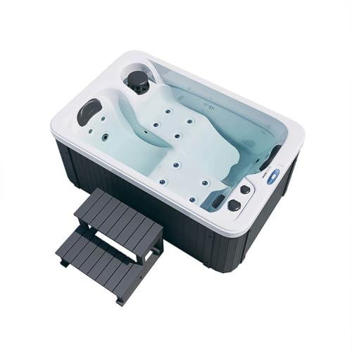 Home Deluxe - Outdoor Whirlpool Horizon Plus – incl. scala e copertura termica, ca. 115 x 175 x 70 cm, con riscaldamento e massaggio, vasca idromassaggio per esterni