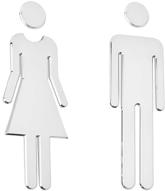 WC signe plaque de toilette pour salle de bain 1 Paire Panneau Signalétique Salle de Bain Homme Femme, Porte-Signe Sanitaire en Plastique ABS Noir Brossé, Étanche Durable Sans Perçage (20 cm)