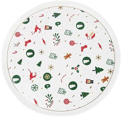 Villa Altachiara Piatto per Panettone Fantasia del Natale in Porcellana New Bone China Ø 30 cm – Piatto Natalizio Decorato, Idea Regalo Elegante per Servire Dolci e Dessert delle Feste