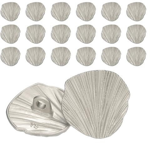 sourcing map 20pcs Metal Shank Silver Buttons, 18mm/0.7inch Fan-Shaped Decorative Sewing Buttons for Men Women Uniforms Dresses Coat Suits Blazer DIY Crafts