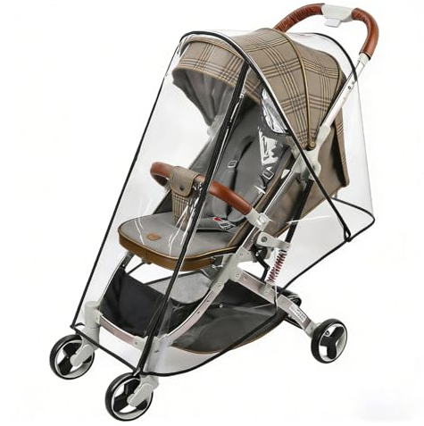 Homshsjhkis Regenschutz Kinderwagen, Universal Komfort Regenschutz Kinderwagen, vollständiger Frontöffnung,Regenverdeck Buggy mit Fenster und Doppel Reißverschluss zum Öffnen, Gute Luftzirkulation
