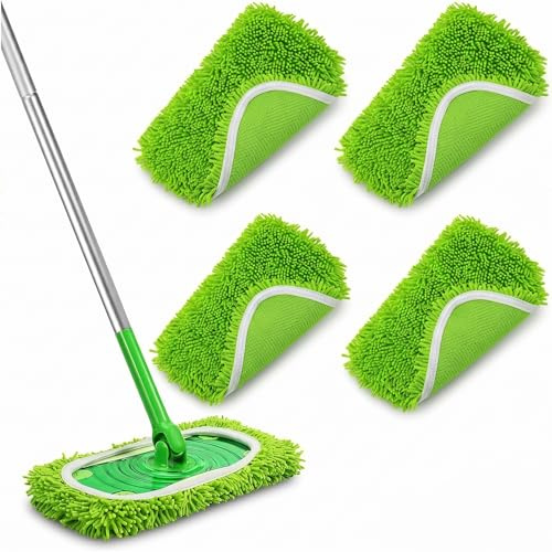 Set di 4 Panni in Microfibra per Pulizia Pavimenti, Ricambi Lavabili e Riutilizzabili ad Alta Assorbenza, Testine Catturapolvere per Peli di Animali e Sporco, Compatibili con Swiffer Sweeper