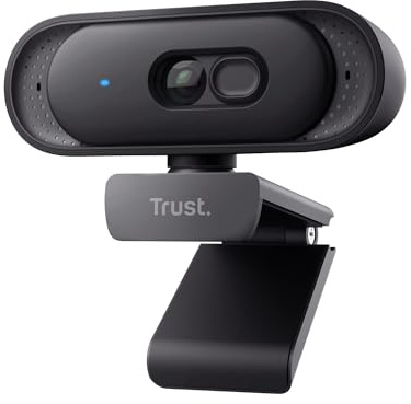 Trust Ovala 2K QHD Webcam PC con Microfono, Filtro Privacy, Nero