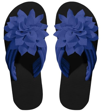 Tongs pour femme avec fleurs - Confortables - Bout ouvert - Sandales élégantes et décontractées - Semelles douces - Pantoufles bohème - Pour la plage - Pour l'intérieur et l'extérieur