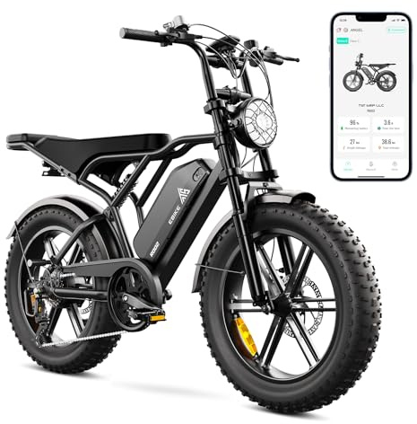 TST Bicicleta Eléctrica para Hombre y Mujer, Neumáticos Gordos 20''*4.0, E-Bike con Control por Aplicación y Suspensión, Batería 48V 15AH Motor 250W Carga Máxima 204kg