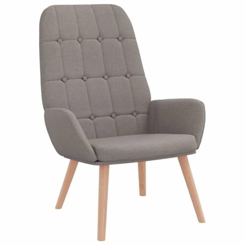 Roanoer Poltrona relax in tessuto tortora, imbottita con gambe in legno, moderna poltrona per soggiorno, camera da letto e ufficio, comoda poltrona per TV, con imbottitura in schiuma, 70 x 77 x 94 cm