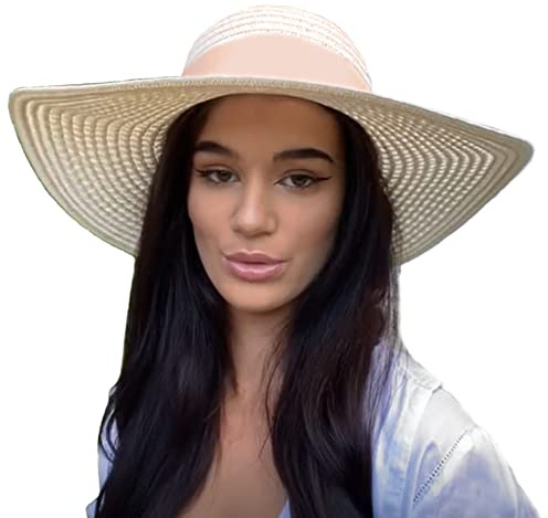 TOSKATOK®Ladies Wide Brimmed Floppy Straw HAT Cream
