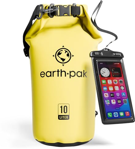 Earth Pak Waterproof Dry Bag - Roll Top Waterproof Backpack Sack Keeps Gear Dry for Kayak with Waterproof Phone Case