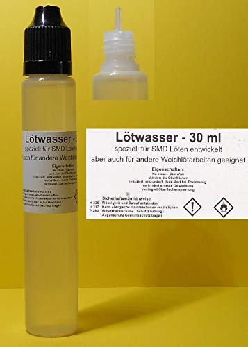 30 ml Lötwasser (FLUX), Flussmittel speziell für SMD hohe Industriequalität (no clean,säurefrei) Weichlöten - in langer Dosierflasche mit feiner Spitze