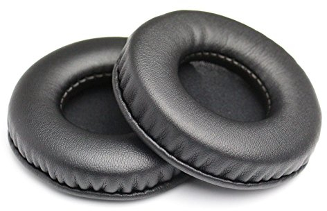 Almohadillas de repuesto de cuero LLRY para auriculares: diámetro universal de 75 mm (1 par negro)