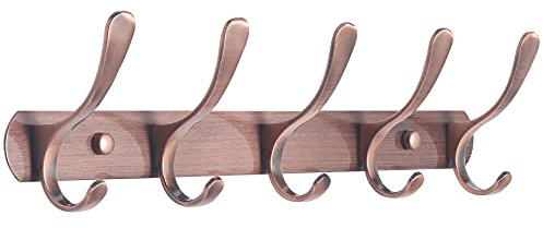 SKOLOO Appendiabiti da parete moderno con 5 ganci, appendiabiti da parete in metallo per appendere cappotti, giacche, zaini, cappelli, appendiabiti da parete in rosso