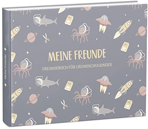 mintkind® „Meine Schulfreunde“ Freundebuch Schule Mädchen & Jungen Weltraum Design | Freundschaftsbuch Grundschule | Meine Freunde Buch Geschenk zur Einschulung | Schulfreundebuch zum Ausfüllen
