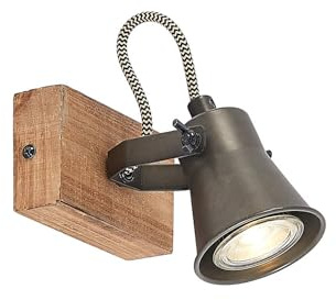 Lindby Halogen spots 'Grandesa' (vintage) i Brun av trä för vardagsrum/matsal (1 lamor, GU10) - Taklampor, takspot, spot, lampa, taklampa