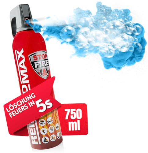 notlok Safety Work - 750ml Feuerlöschspray | Klein Feuerlöscher Haushalt ideal für Küche Aber auch für Auto | Feuerlöscher Schaum löscht wirksam Feuer A B E F | Fettbrandlöscher geeignet für Camping