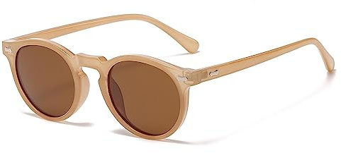 LJCZKA Occhiali da Sole Polarizzati Rotondi Uomo Donna, Vintage Rotondi Occhiali da Sole Retrò Classici Occhiali Polarizzati con Protezione UV400
