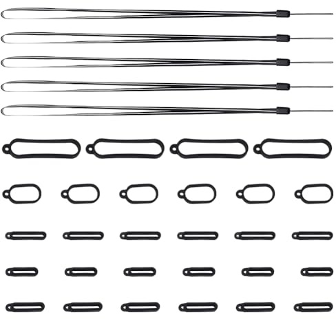 GORGECRAFT 40pcs 13/16/19/25/55mm Anti-Perte en Caoutchouc de Silicone Anneaux Support de Bande avec 5pcs Anti-Perte Pendentif Sangle Chaîne Lanière Sangles Collier Lanière Ensemble
