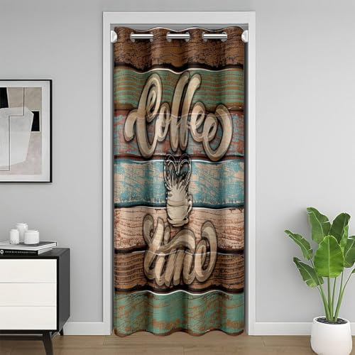 Homemissing tenda oscurante bar 30%-50% 86 x 203 cm per ragazzi e ragazze carino stampa tenda porta privacy venature del legno divisorio copertura vintage marrone verde finestra