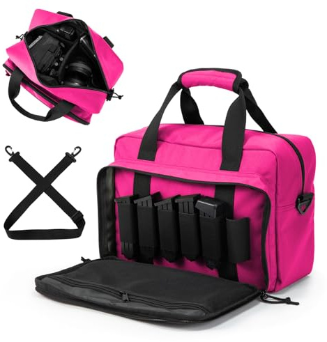 PROFOCUS Small Range Bag For 2 Pistols Gun Range Bags For Handguns And Ammo Dual Pistol Handgun Revolver Hunting Bag Gun Carrying Case/Lockable Zippers