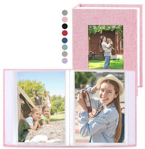 vivinin 2 Pack Photo Album 5x7, Linen Cover Photo Book, Small Photo Album Book for 36 Pockets Hold 72 Pictures, Picture Book for Photos Family Anniversaries Baby Vacations (Pink)