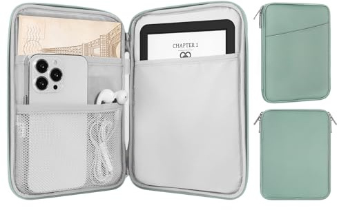 MoKo 6-7 eReader Sleeve Bag for 7 ereader Colorsoft Signature Edition, All-New 6 ereader 11th Gen 2022/10th Gen 2019/8th Gen 2016, 6.8 ereader Paperwhite 11th/10th Gen 2021/2018, Bodhi Green