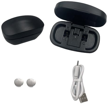 Baterías recargables para audífonos tamaño 13 y funda de cargador, caja de carga para audífonos con 2 paquetes de baterías recargables para audífonos, repuesto de cargador de audífonos (cargador + 2