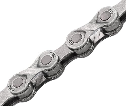 KMC e8 Turbo EPT - Cadena antioxidante de 8 velocidades para bicicleta eléctrica, color plateado oscuro, 122 eslabones