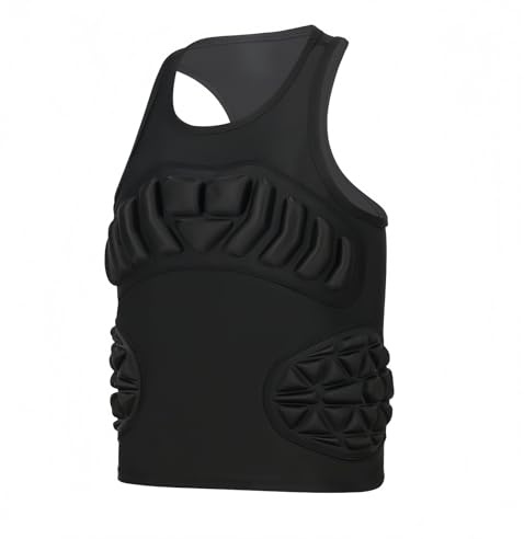 Topeter Youth Baseball Chest Protector, Girls & Boys Padded Compression Shirts for Football, Lacrosse Black YXL