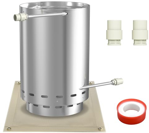 FIVMEN Riscaldatore per piscina con fuoco per piscina, in acciaio inox con spirale di riscaldamento e attacchi da 32/38 mm, riscaldamento a legna da ardere, riscaldato, per piscina