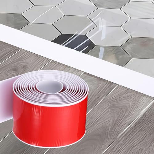 Kozelo Kozelo Tira De Transición Para Suelo 300X7.6X0.35cm De PVC De Madera Blanco|Tiras De Cubresuelos Autoadhesivas Con Textura Y Borde De Laminado Impermeable Para Huecos En Suelos