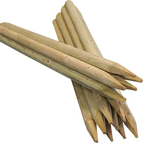 Suregreen Round Fence Posts | 1.65m (5.4ft) x 75mm | 10 Pack | Green Treated Stakes