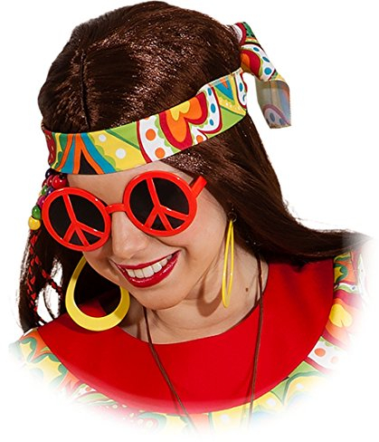NET TOYS 70er Jahre Stirnband Hippie Haarband Love Flower Power Kopfband 60er Jahre Haar Band Peace Haarschmuck Fasching Mottoparty Kopfschmuck Karnevalskostüme Accessoires