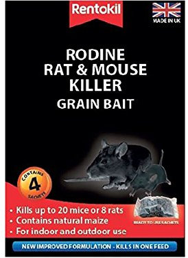 Rentokil Rodine Mouse & Rat Killer Grain Bait Pack of 4 Sachets