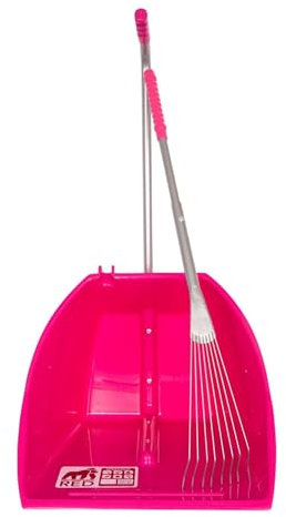 Red Gorilla Pink 80cm Big TIDEE with Long Metal Rake Horse Manure Shovel Scoop Multi Purpose Large Lightweight Dustpan for Paddock Stable Horsebox Equestrian or Garden Waste Leaf Rake