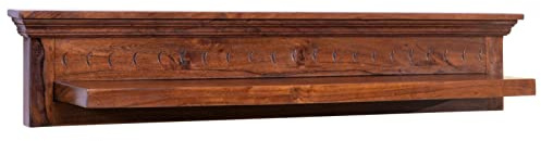 MASSIVMOEBEL24.DE | Oxford Wandregal Akazie, Farbe:Dunkelbraun lackiert, Größe:124x22x24 cm (BxTxH)