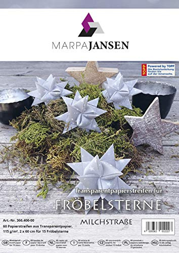 Transparentpapierstreifen für Fröbelsterne - (2 x 60 cm, 60 Streifen, 115 g/m²) - Milchstraße