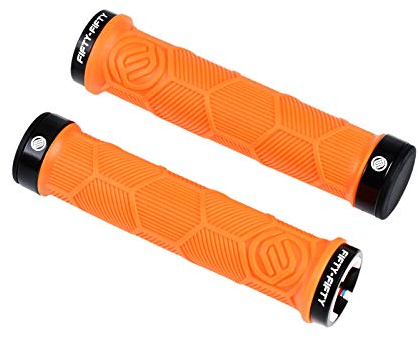 FIFTY-FIFTY MTB Griffe, Fahrradgriffe Mountainbike aus rutschfestem Gummi, Double Lock-on Fahrrad Griffe/lenkergriffe, für All-Mountain, Enduro, Downhill, E-Bike, Cross-Country (Orange)