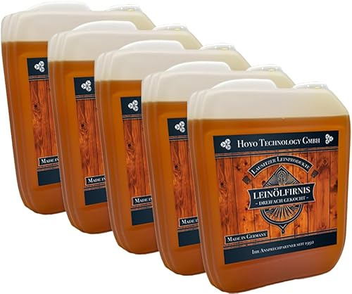 Leinöl Firnis 25 Liter (5 x 5 Liter) Leinölfirnis für Holzschutz dreifach gekocht und harzfrei