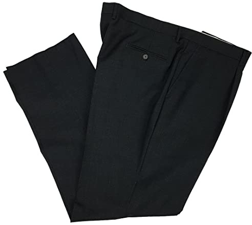 N+1 - Pantalone Uomo Classico in Fresco Lana con Pens Cavallo Alto Gamba Larga Elegante Tasca Dritta Leggero Estivo (56, Grigio Scuro)