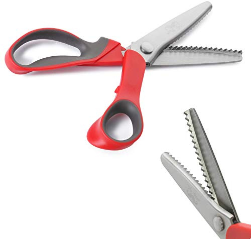 Mr. Pen Decorative Pinking Shears, Zig Zag Scissors, Stainless Steel, Red, Black