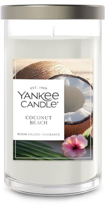 Yankee Candle Medium Pillar Scented Candle with up to 115 Hour Burn Time, Premium Plant Wax Blend for Consistent Burn, 14.25 oz Pillar Candle with Room Filling Fragrance, Coconut Beach