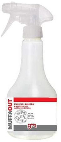 Magazzini GM MUFFAOUT, Antimuffa Spray Igienizzante, Efficace su Pareti Interne ed Esterne, Rimuovi Muffa per Muri e Piastrelle, 500ml