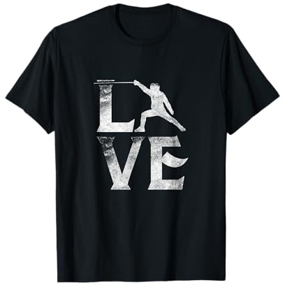 Camiseta de sable de esgrima de amor, regalos de esgrima, camiseta de ropa de valla Camiseta