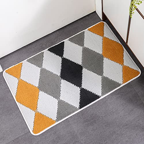 Badezimmerteppich Orange Grau Badematte Flauschig Mikrofaser Badvorleger rutschfest Duschvorleger Schnelltrocknend Badteppich Waschbar Duschvorleger Verdicken Badematten Badmatte 50x80cm