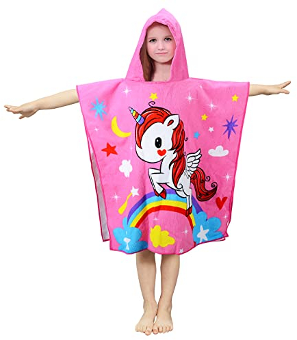 JORAKI Toalla Infantil con Capucha de niño y niña, Toalla de Playa Toalla de Baño Poncho Toalla Poncho Surf para Niñas Niños de 2 a 8 años