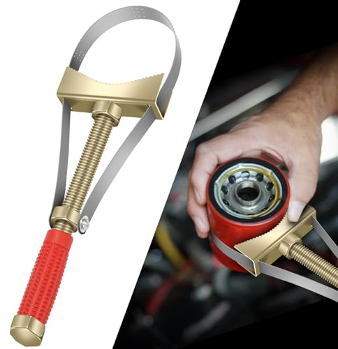 DZGKGM Heavy Oil Filter Wrenches, Strap Wrench, Adjustable Oil Filter Wrench Removal Tool for Trucks Excavators -Adjustable Strap 9-15 cm Diameter