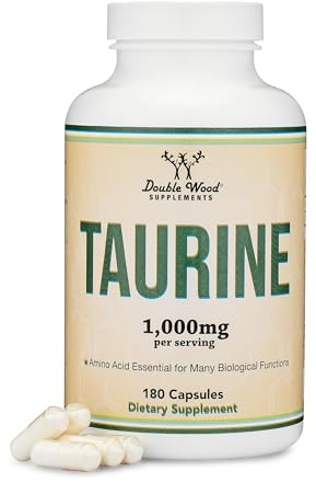 Taurine Supplement 1000mg Per Serving, 180 Capsules - Amino Acid Studied to Support a Longer, Healthier Life (Taurina) Vegan Safe, Gluten Free, Non-GMO by Double Wood