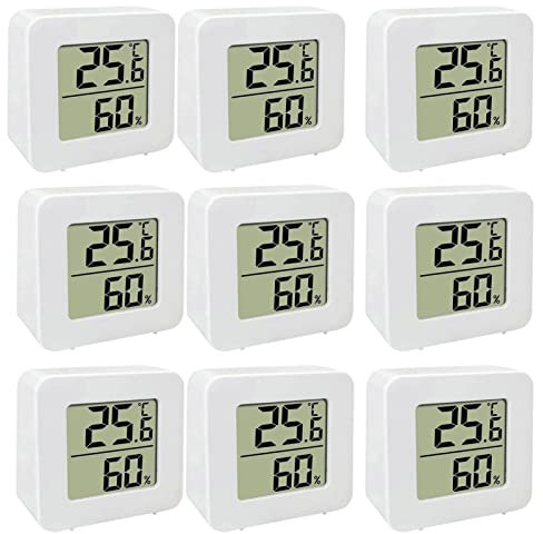 Anloximt 9Pack hygromètre Digital Thermomètre d'ambiance Jauge d'humidité Hygromètre avec écran LCD Hygromètre d'ambiance numérique pour Humidificateurs Serre Jardin Cave Intérieur Extérieur