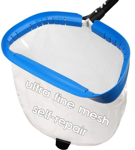 TidyMister 14'' Ultra Fine Mesh Pool Skimmer Net Rake for Sand Silt Pollen Debris - Super Extra Fine Nylon Cleaning Pool Net for Above Ground & In-ground Swimming Pools