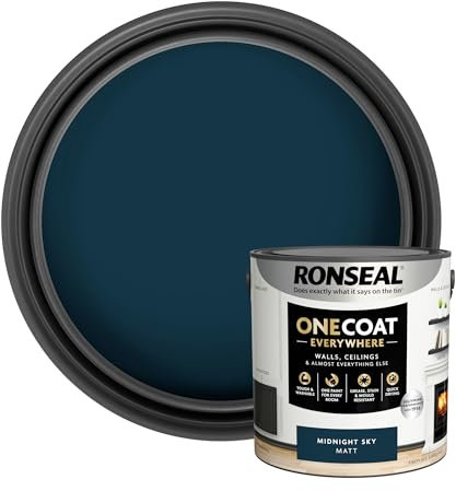 Ronseal One Coat Everywhere Paint Midnight Sky Matt 2.5 L – Durable Interior Paint for Walls & Ceilings Smooth Finish Quick Coverage Ideal for Easy Home Projects